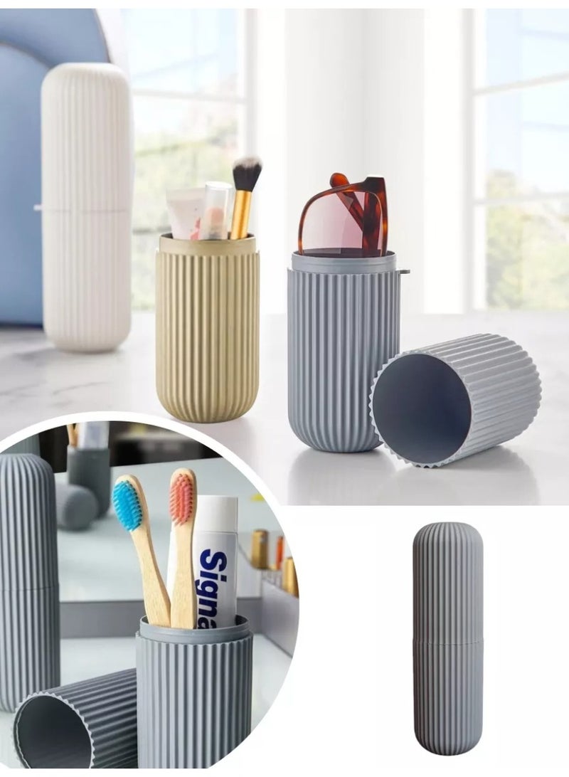 حامل فرشاة أسنان ومعجون أسنان على شكل كبسولة للسفر، حامل فرشاة أسنان محمول، حامل فرشاة أسنان بلاستيكي، لون عشوائي - Image 1