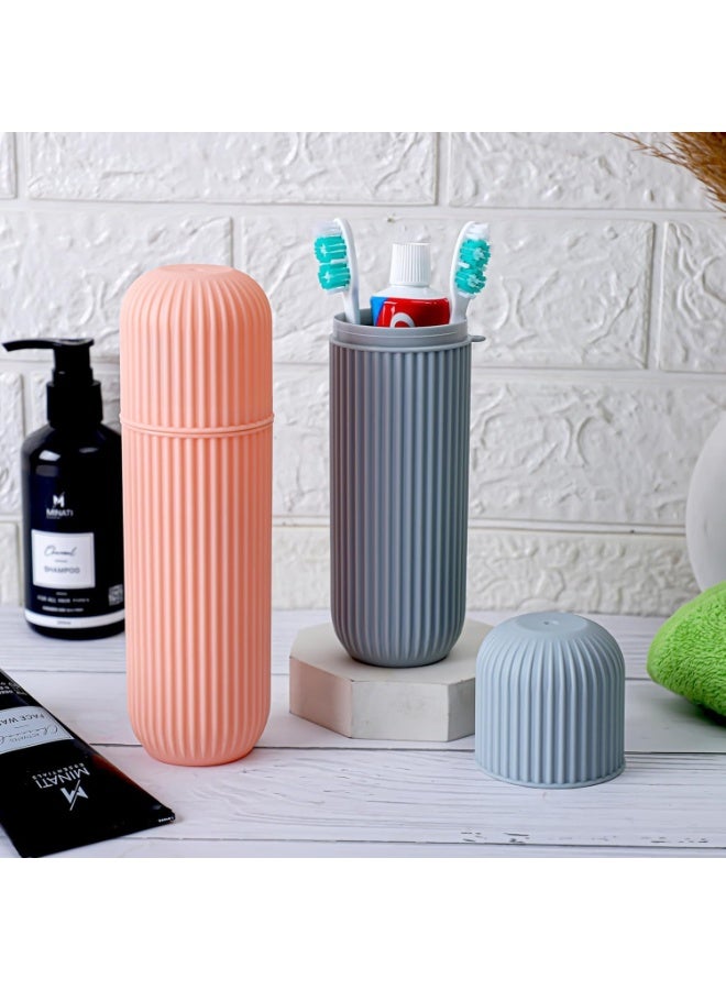 حامل فرشاة أسنان ومعجون أسنان على شكل كبسولة للسفر، حامل فرشاة أسنان محمول، حامل فرشاة أسنان بلاستيكي، لون عشوائي - Image 2