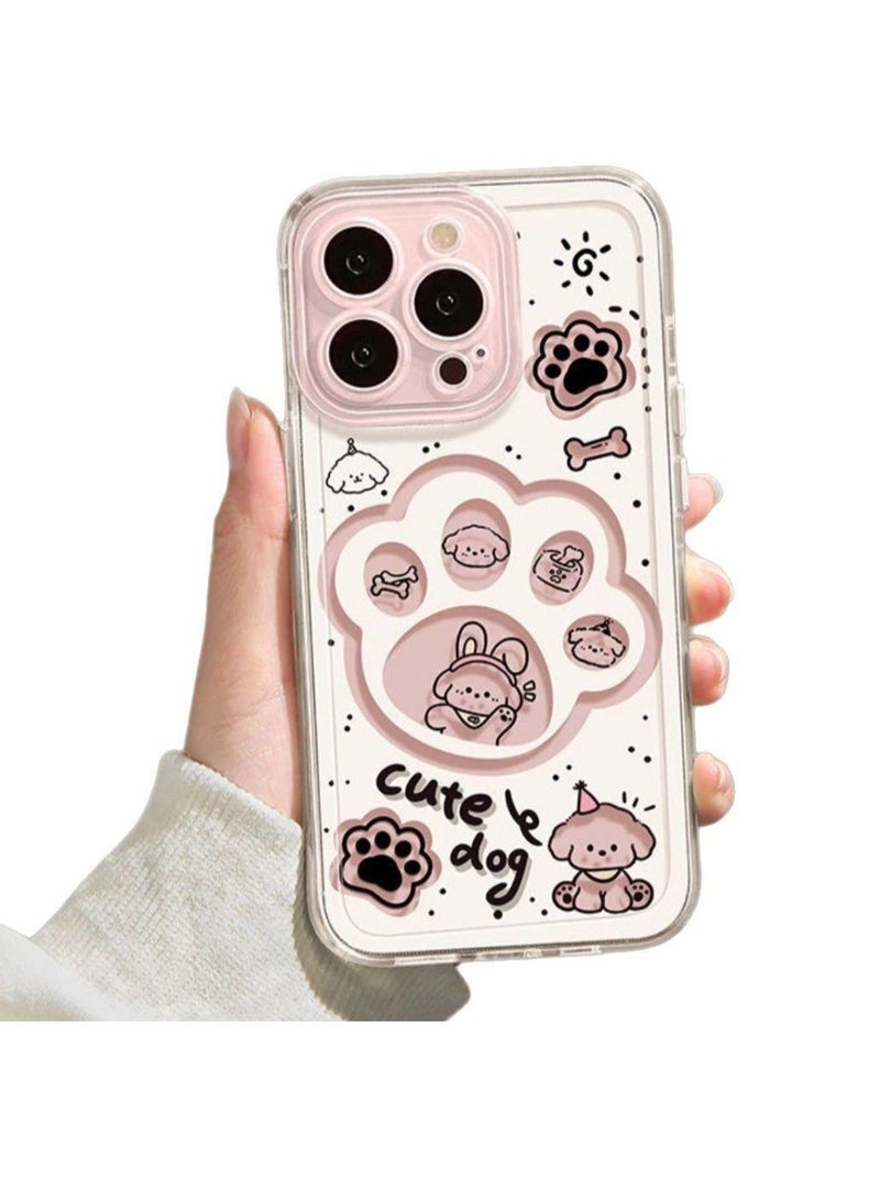 Cute Puppy Paw Print Case for iPhone 16 Pro – Full Pattern Soft Transparent Shell, Shockproof, Anti-Fingerprint, Heat Dissipation - Image 1