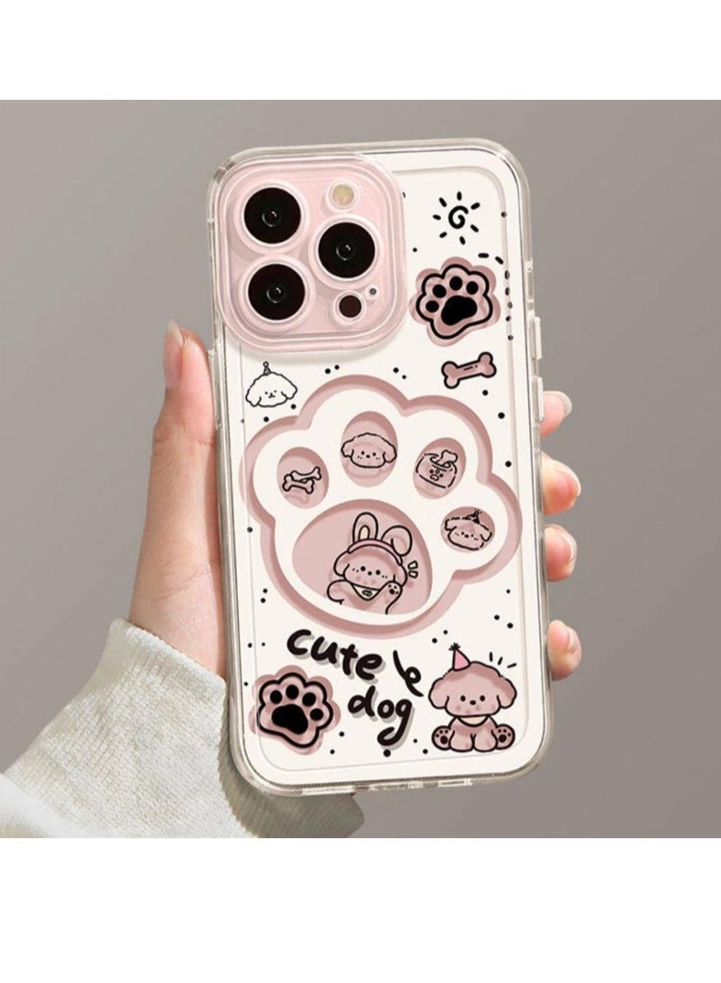 Cute Puppy Paw Print Case for iPhone 16 Pro – Full Pattern Soft Transparent Shell, Shockproof, Anti-Fingerprint, Heat Dissipation - Image 2