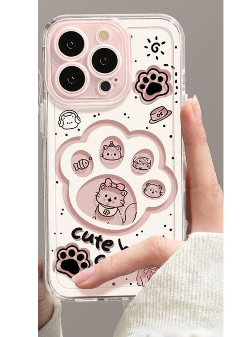 Cute Puppy Paw Print Case for iPhone 16 Pro – Full Pattern Soft Transparent Shell, Shockproof, Anti-Fingerprint, Heat Dissipation - Image 3