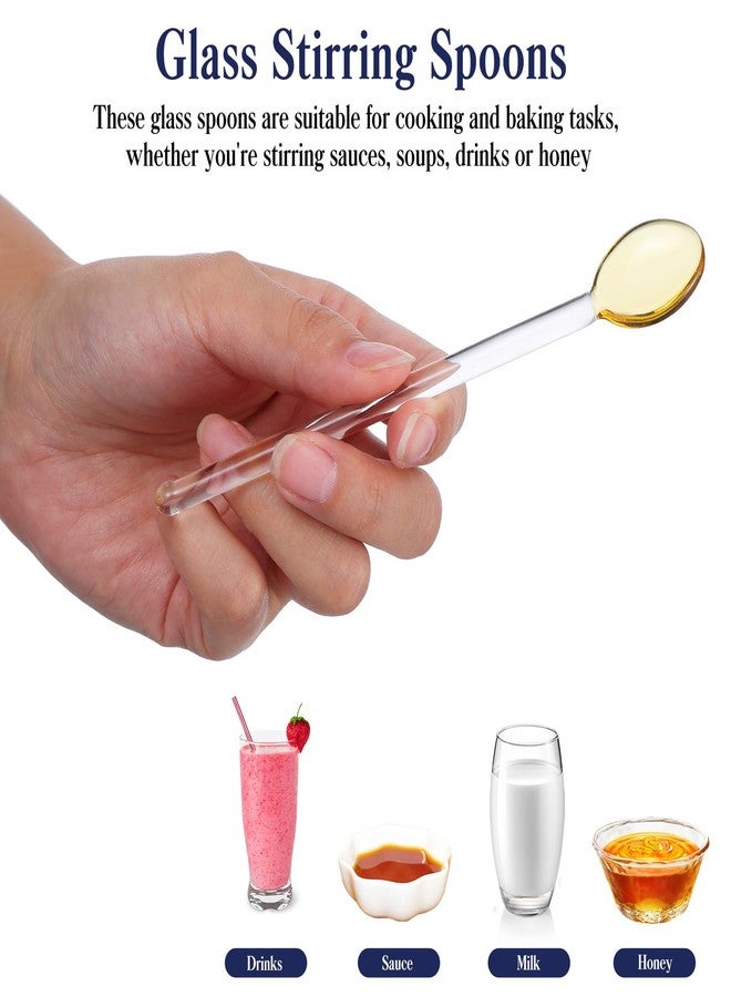 HEALEEP Glass Stirring Spoons, 6 Pack Long Handle Reusable Coffee Stirrer Teaspoons Ice Cream Spoons for Drinks Mixing and Dessert Serving - Image 3
