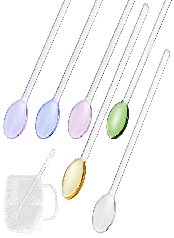 HEALEEP Glass Stirring Spoons, 6 Pack Long Handle Reusable Coffee Stirrer Teaspoons Ice Cream Spoons for Drinks Mixing and Dessert Serving - Image 1