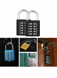 Luggage Lock, 2Pcs Security Padlock Digital Lock Suitcase Drawer Door DIY Toolbox 10-bit Padlock, 5-Position Locking Mechanism Key Blind Old Man Fixed Gym Toolbox, Black
