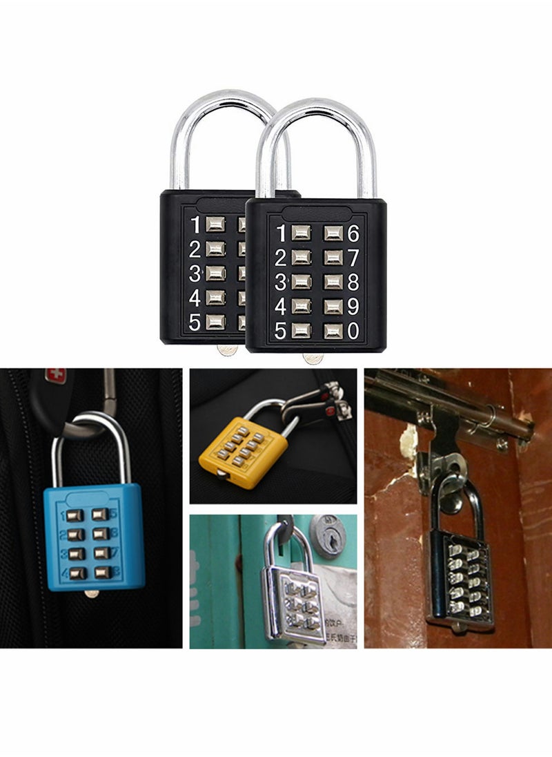 Excefore - Luggage Lock, 2Pcs Security Padlock Digital Lock Suitcase Drawer Door DIY Toolbox 10-bit Padlock, 5-Position Locking Mechanism Key Blind Old Man Fixed Gym Toolbox, Black - Image 1