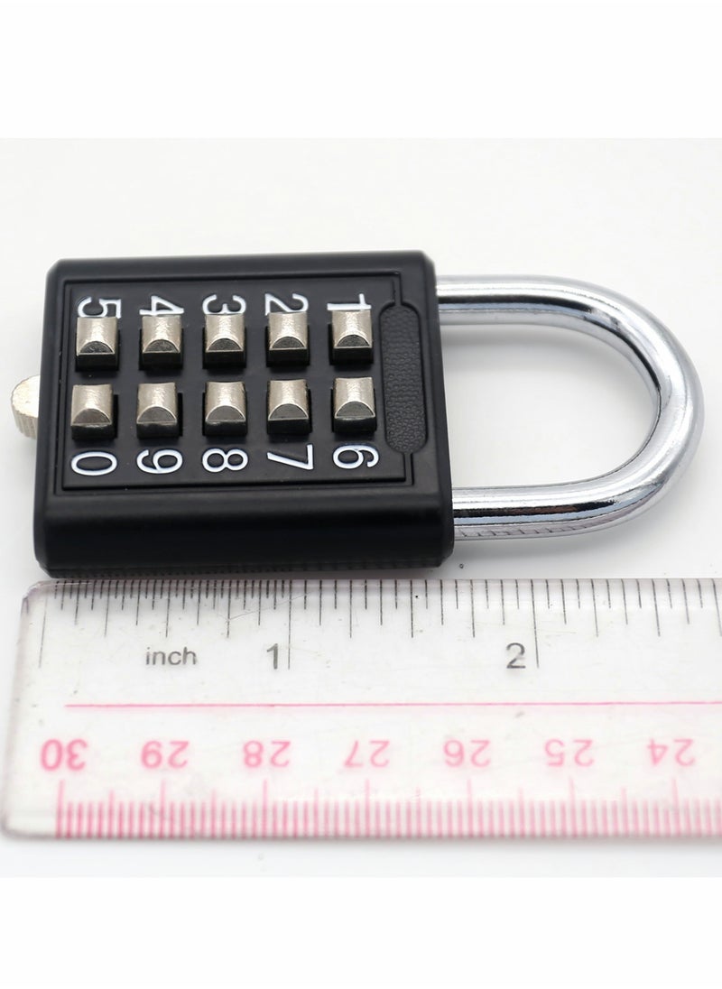 Excefore - Luggage Lock, 2Pcs Security Padlock Digital Lock Suitcase Drawer Door DIY Toolbox 10-bit Padlock, 5-Position Locking Mechanism Key Blind Old Man Fixed Gym Toolbox, Black - Image 1