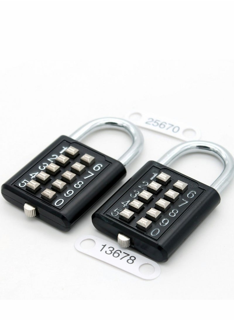 Excefore - Luggage Lock, 2Pcs Security Padlock Digital Lock Suitcase Drawer Door DIY Toolbox 10-bit Padlock, 5-Position Locking Mechanism Key Blind Old Man Fixed Gym Toolbox, Black - Image 1