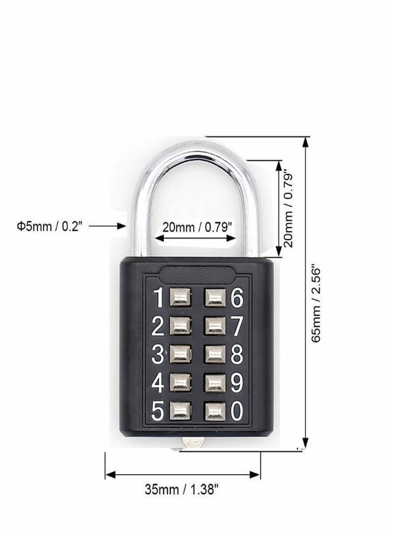 Excefore - Luggage Lock, 2Pcs Security Padlock Digital Lock Suitcase Drawer Door DIY Toolbox 10-bit Padlock, 5-Position Locking Mechanism Key Blind Old Man Fixed Gym Toolbox, Black - Image 1
