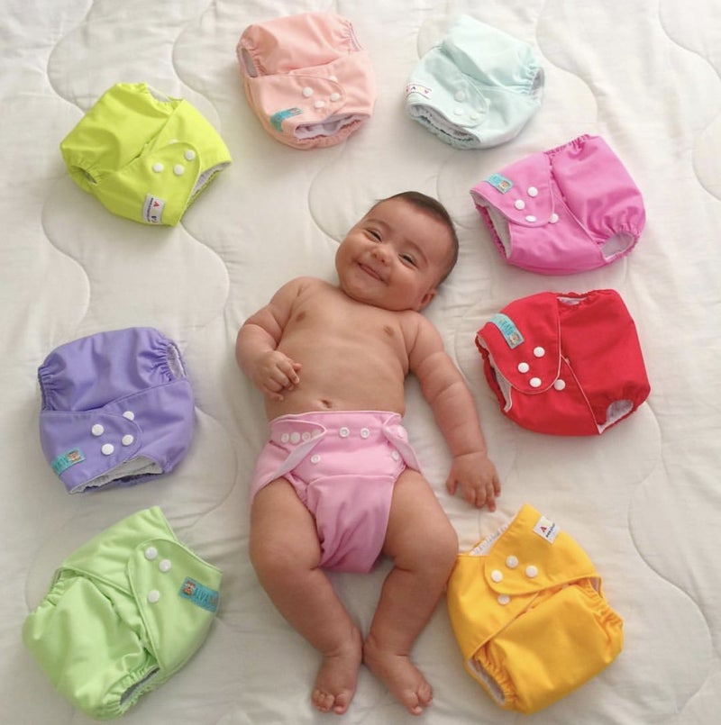 ALVABABY Unisex Double Rrows Of Snaps 6Pcs Pack Fitted Pocket Washable Adjustable Cloth Diaper With 2 Inserts Each (Netural Color)6Bm98 - Image 5