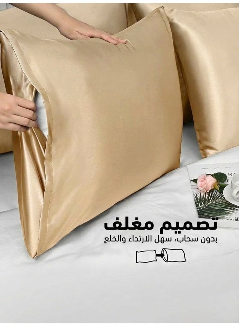 غطاء وسادة ساتان قطعتان مقاس ‎20×29‎ بوصة، ناعم كالحرير ومناسب للشعر والبشرة، غطاء وسادة قابل للتنفس للنوم مع إغلاق بنمط الظرف ✨ - Image 4