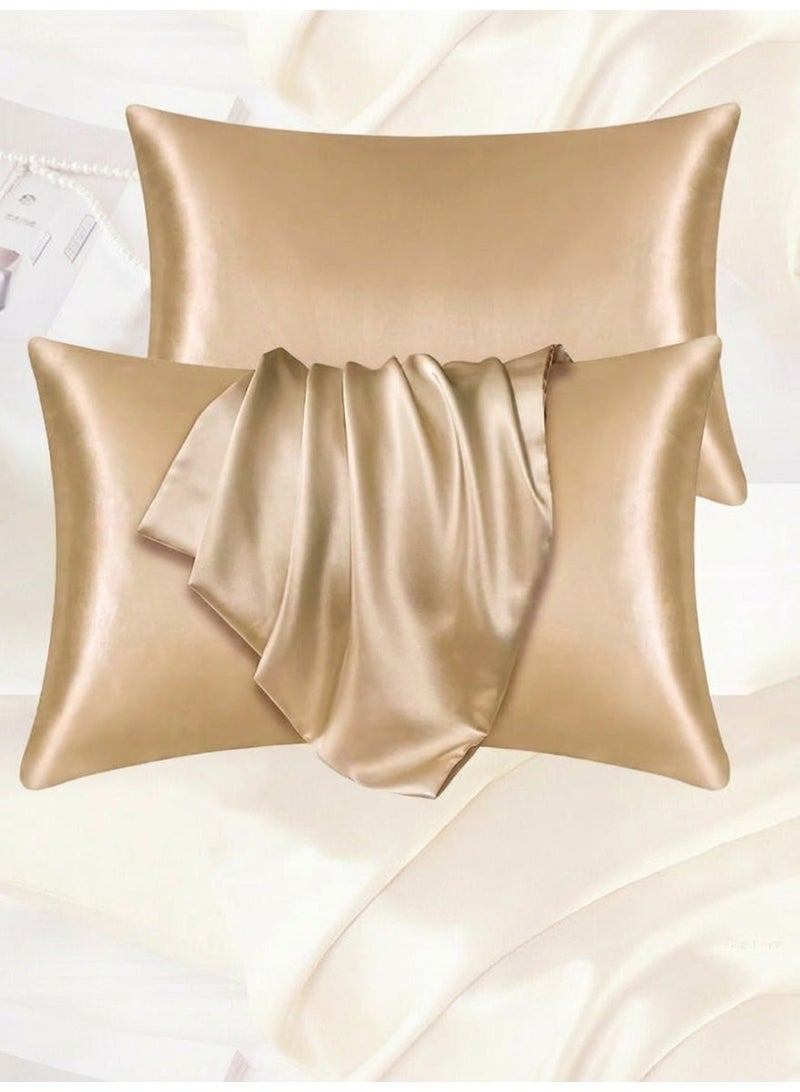 غطاء وسادة ساتان قطعتان مقاس ‎20×29‎ بوصة، ناعم كالحرير ومناسب للشعر والبشرة، غطاء وسادة قابل للتنفس للنوم مع إغلاق بنمط الظرف ✨ - Image 1