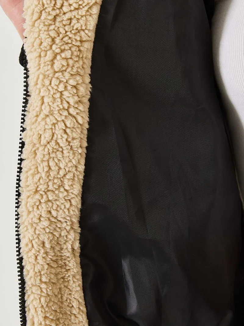 Bianco Lucci LUCCI Hooded Thick Faux Leather Puffer Jacket