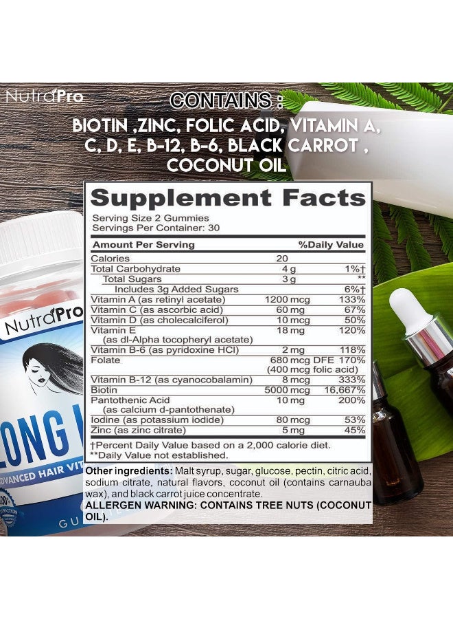 NutraPro Long Hair Gummies – Anti-Hair Loss Supplement for Faster Hair Growth of Weak, Thinning Hair – Grow Long Thick Hair & Increase Hair Volume with Biotin and 10 Hair Vitamins.for Men and Women - Image 2