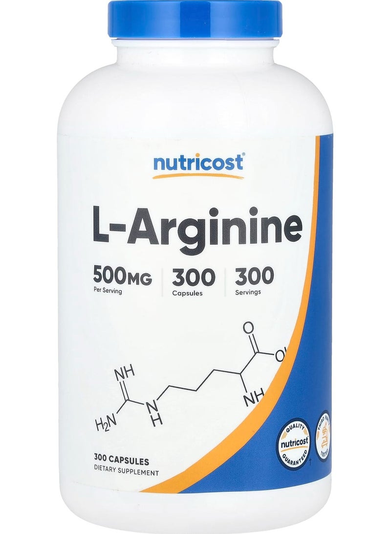 Nutricost L-Arginine, 500 mg, 300 Capsules