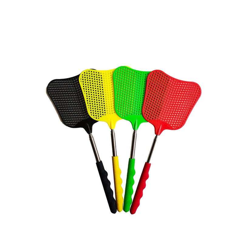 Zikra Extendable Fly Swatters Durable Plastic Fly Swatter Heavy Duty Set Telescopic Flyswatter with Stainless Steel Handle for Indoor Outdoor Classroom Office - Image 1