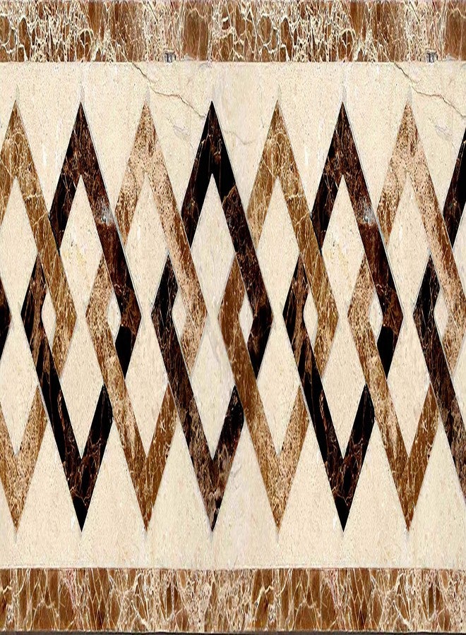 WallDesign Wall Border Sticker - Diamond Link Marble Stone Pattern - Glossy Laminated Waterproof PVC - Roll 3 inch by 10 ft - for Kitchen, Tile, Countertop, Bathroom Decoration - Image 1