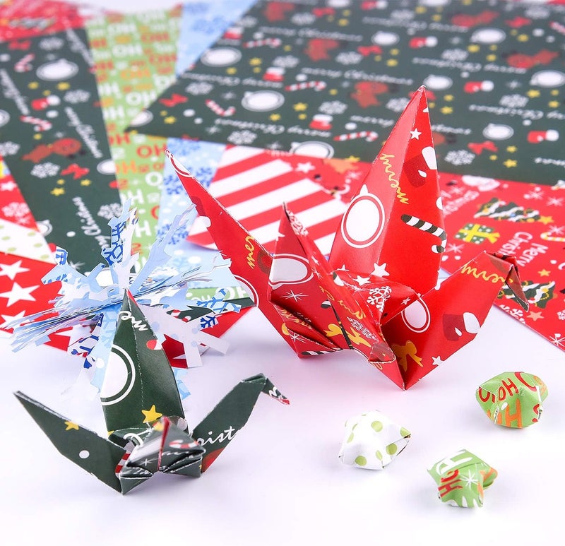 FEPITO 90 Sheets Christmas Pattern Paper Set, 14 x 21cm Decorative Paper for DIY Scrapbook Card Making Decoration, 10 Designs - Image 4