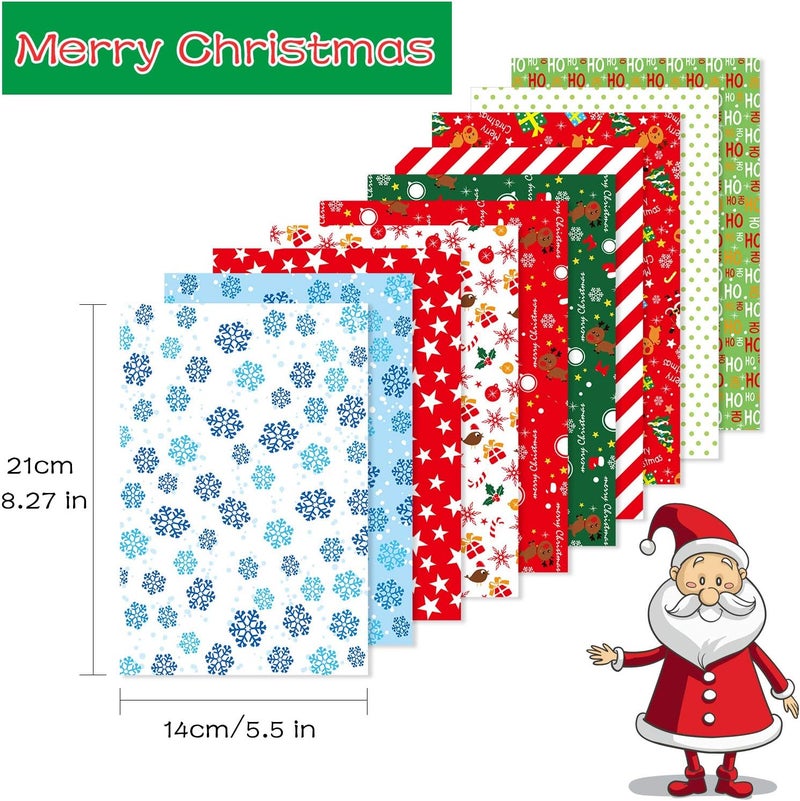 FEPITO 90 Sheets Christmas Pattern Paper Set, 14 x 21cm Decorative Paper for DIY Scrapbook Card Making Decoration, 10 Designs - Image 2