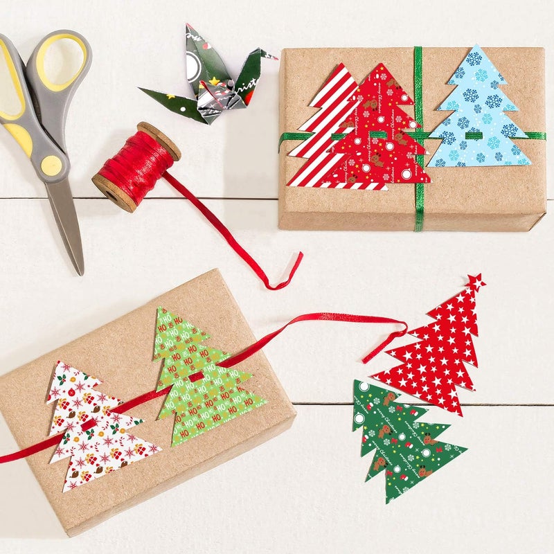 FEPITO 90 Sheets Christmas Pattern Paper Set, 14 x 21cm Decorative Paper for DIY Scrapbook Card Making Decoration, 10 Designs - Image 3