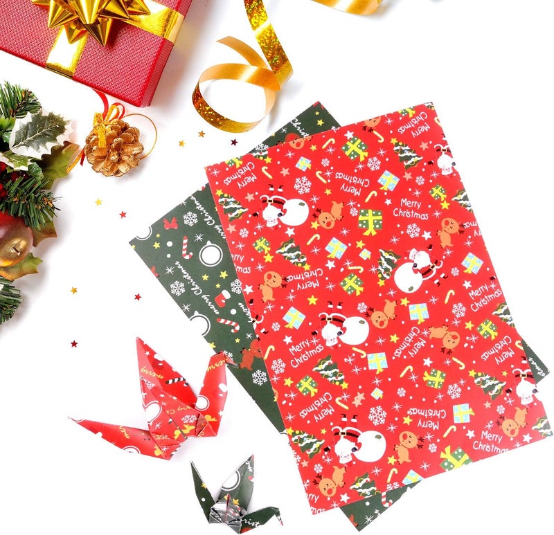 FEPITO 90 Sheets Christmas Pattern Paper Set, 14 x 21cm Decorative Paper for DIY Scrapbook Card Making Decoration, 10 Designs - Image 5