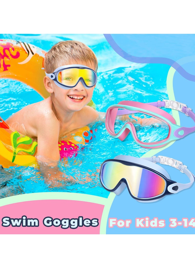 Dominy 2 Pack Kids Swim Goggles for 3-15 UV Protection Anti-Fog Pool Water Swimming Goggles For Boys Girls Youth Toddler  - Image 2