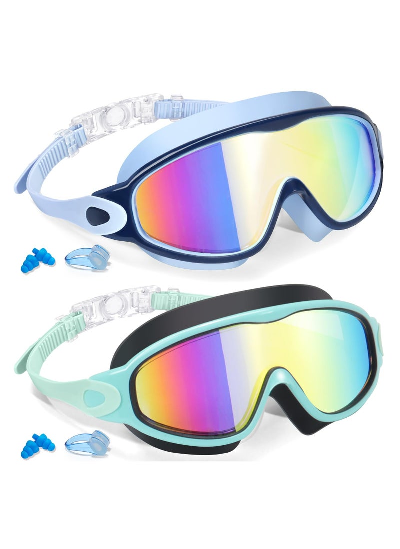 Dominy 2 Pack Kids Swim Goggles for 3-15 UV Protection Anti-Fog Pool Water Swimming Goggles For Boys Girls Youth Toddler  - Image 1