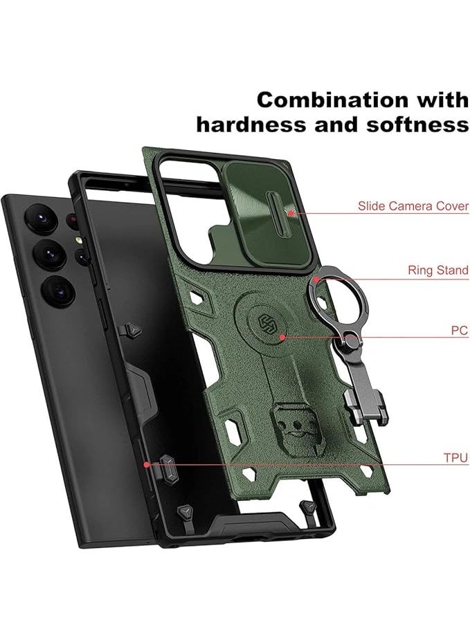 Nillkin CamShield Armor Pro Series Cover Case Designed For Samsung Galaxy S23 Ultra - Dark Green - Image 3