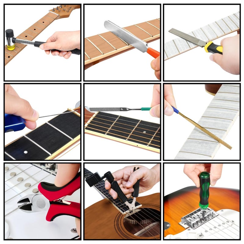 Frautron Guitar Repairing Maintenance Tool Kit, Complete Pro Guitar Setup Kit Luthier Repair Tools with Guitar Work Mat and Neck Rest Support Cradle for Guitar Workstation Musician Enthusiast Guitarist - Image 5