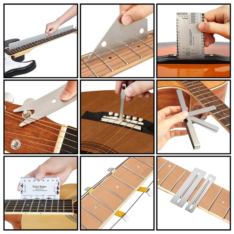 Frautron Guitar Repairing Maintenance Tool Kit, Complete Pro Guitar Setup Kit Luthier Repair Tools with Guitar Work Mat and Neck Rest Support Cradle for Guitar Workstation Musician Enthusiast Guitarist - Image 4
