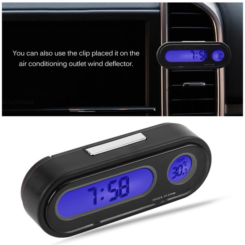 2 in 1 Car Vehicle Interior Mini Electronic Watch LED Digital Clock Thermometer Voltmeter - Image 5