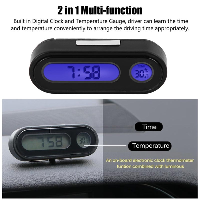 2 in 1 Car Vehicle Interior Mini Electronic Watch LED Digital Clock Thermometer Voltmeter - Image 1