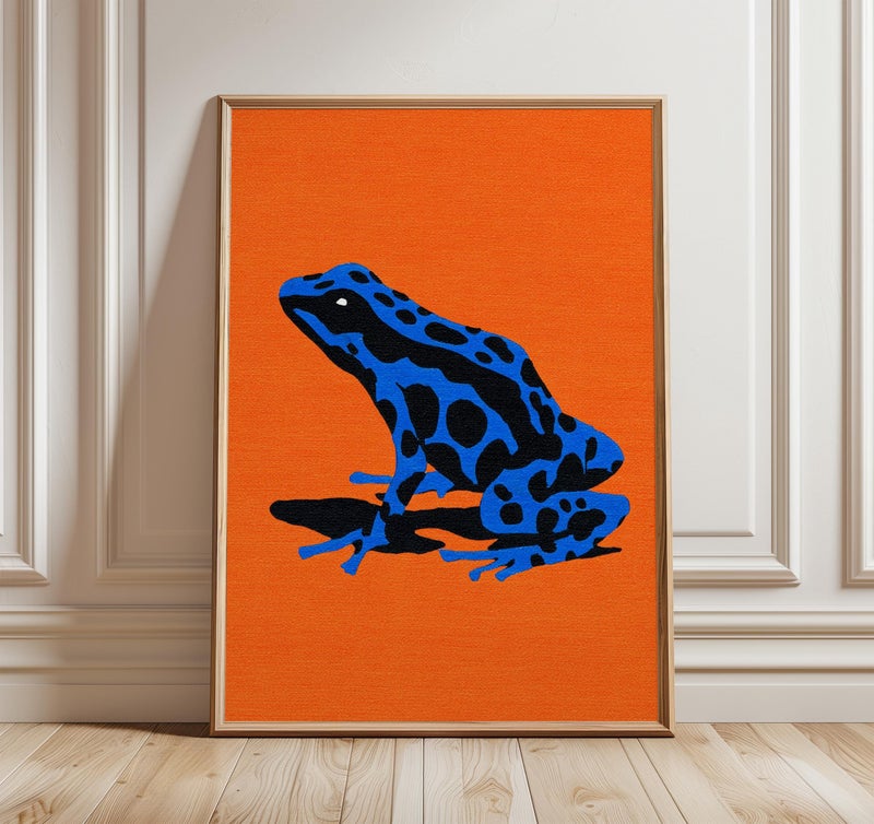 TNESSENTIAL Blue Poison Dart Frog Art Print, Orange Pop Art Poster - Image 1