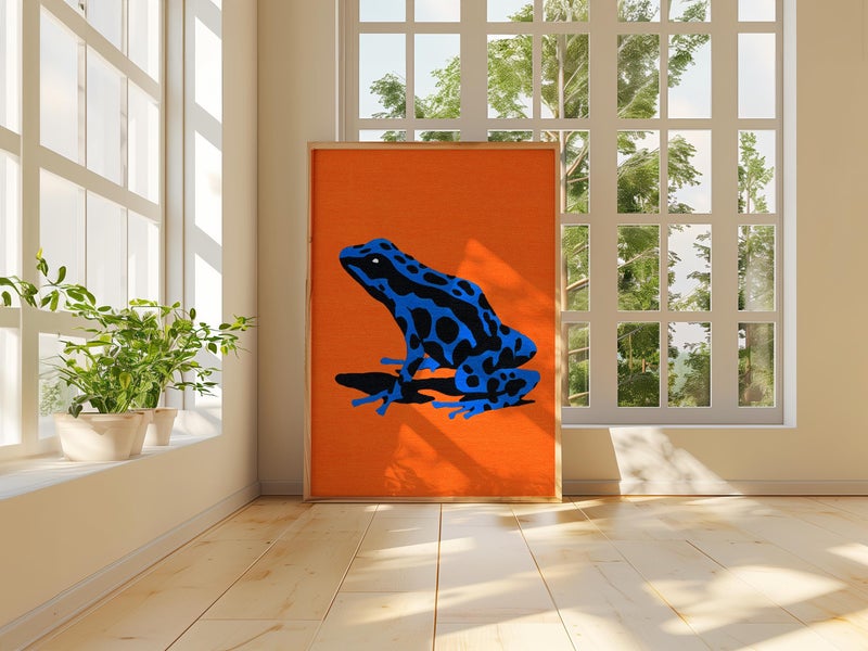 TNESSENTIAL Blue Poison Dart Frog Art Print, Orange Pop Art Poster - Image 4