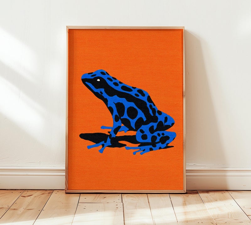TNESSENTIAL Blue Poison Dart Frog Art Print, Orange Pop Art Poster - Image 5
