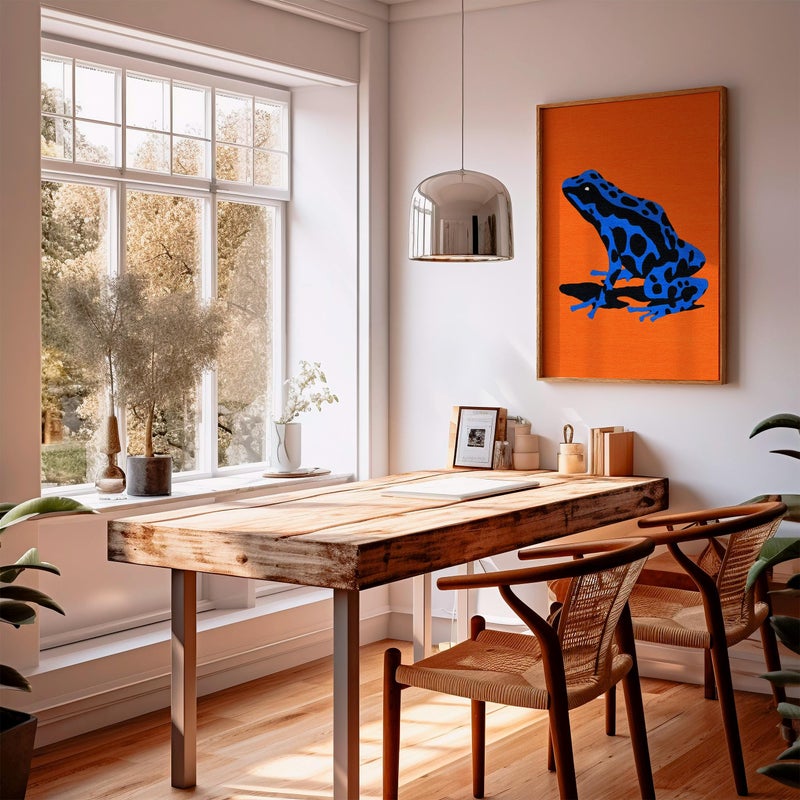 TNESSENTIAL Blue Poison Dart Frog Art Print, Orange Pop Art Poster - Image 3
