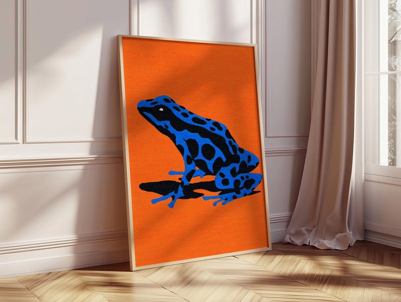 TNESSENTIAL Blue Poison Dart Frog Art Print, Orange Pop Art Poster - Image 2