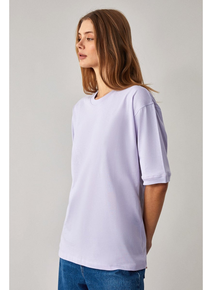 Jemmy Women's 100% Organic Cotton Relaxed Fit Slit Round Neck Lilac T-Shirt - pzsku/Z8AEF1B033E1F0E950D04Z/45/_/1741624136/c975f1c3-bd2a-4c99-85e4-959dd340ac5c