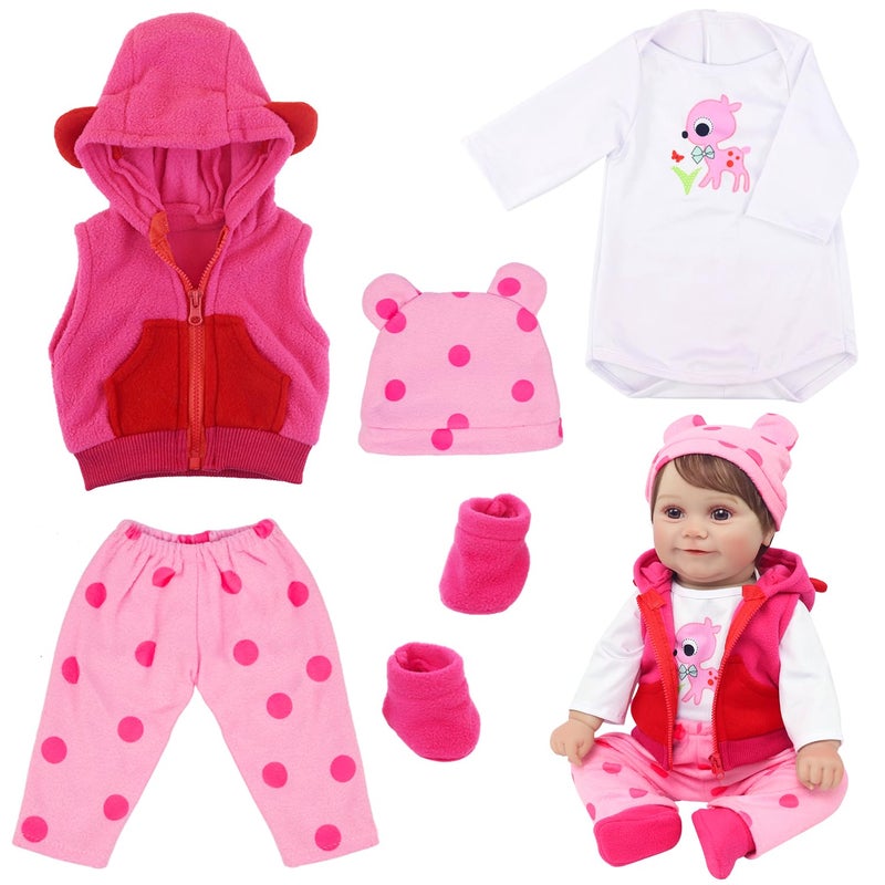 UNICORN ELEMENT 5 Pcs Baby Doll Clothes Set for 2022 Inch Dolls Cute Pattern Baby Doll Accessories with Hat Shoes for Girl Gifts Dolls Not Included - Image 3