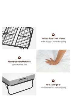 NZONE STORE Folding Bed with Memory Foam Mattress and Durable Metal Frame for Less Storage Space for Home and Office 190cm x 90cm  - Image 4