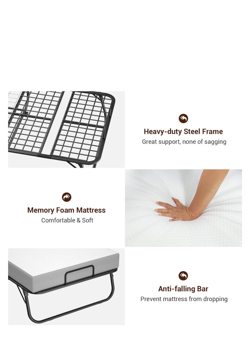 NZONE STORE Folding Bed with Memory Foam Mattress and Durable Metal Frame for Less Storage Space for Home and Office 190cm x 90cm  - Image 4