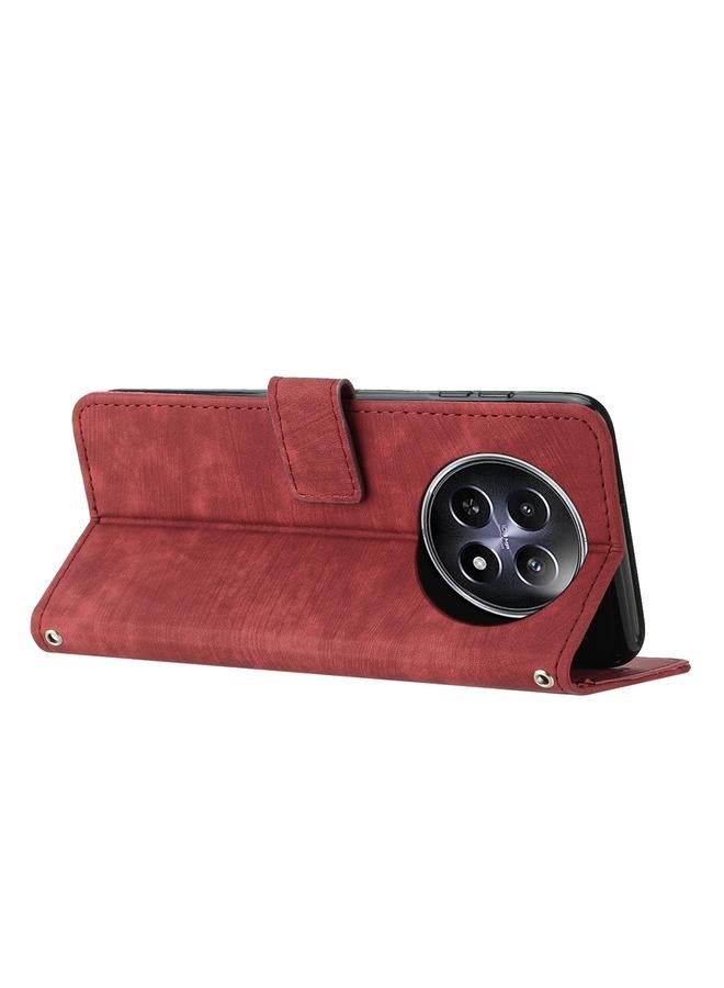 اس-توب جراب هاتف Realme 12 من الجلد بتصميم مخطط مع حبل تعليق - Image 3