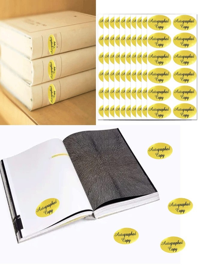wootile 1008 PCS 'Autographed Copy' Stickers-1 x 2Inch Oval Gold Foil Labels Gold Foil Autographed Sticker Autographed by The Author Stickerss Oval Autographed Copy Stickers For Paperback Books Novels Signing - Image 4