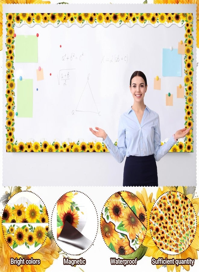 Capoda 24 Pcs Magnetic Borders for Classroom Whiteboard Summer Sunflower Bulletin Board Border Rustic Farmhouse White Wood Magnetic Strips Trim Decorations for Back to School Decor, 11.8 x 1.97 Inches - Image 3