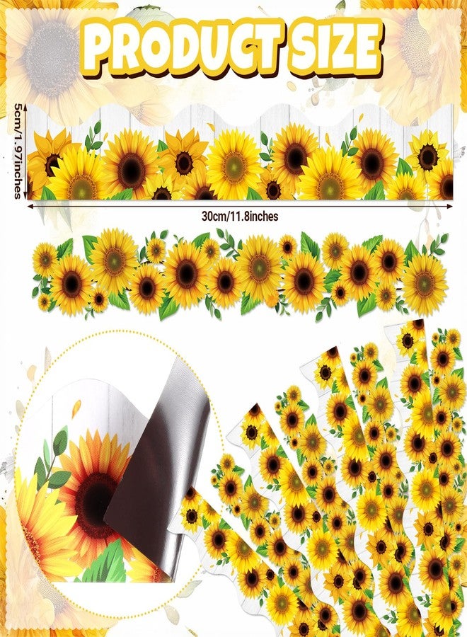 Capoda 24 Pcs Magnetic Borders for Classroom Whiteboard Summer Sunflower Bulletin Board Border Rustic Farmhouse White Wood Magnetic Strips Trim Decorations for Back to School Decor, 11.8 x 1.97 Inches - Image 2
