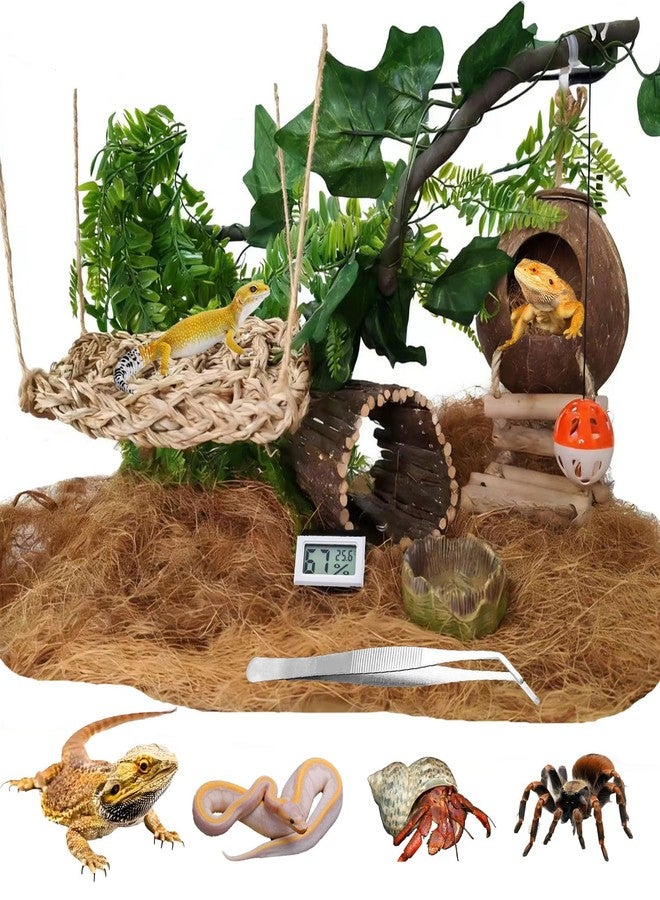 TEICCI 20items Bearded Dragon Tank Accessories Set,20-Piece Kit Leopard Gecko Tank Accessories with Reptile Bridge,Bearded Dragon Hammock,Decor Suitable for Lizards, Geckos, and Chameleons - Image 1