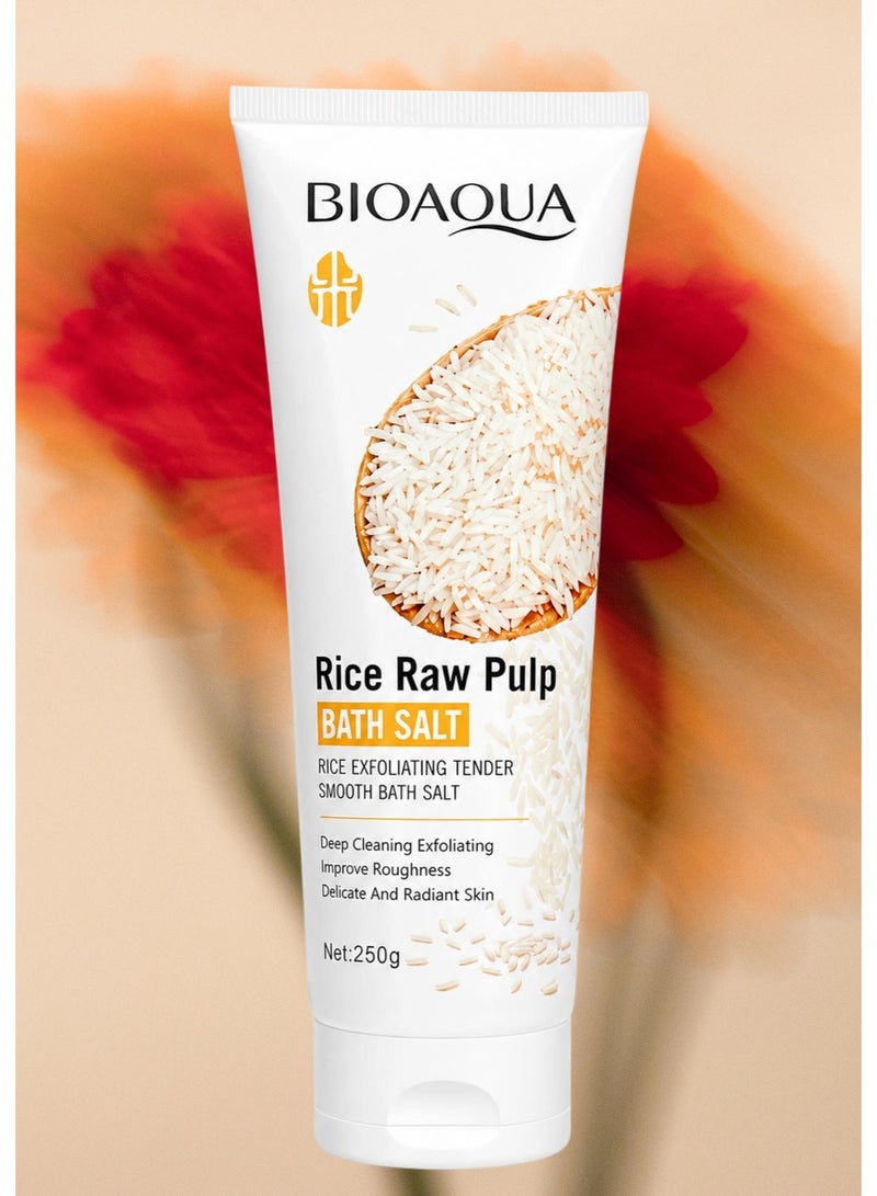 BIOAQUA 250g Rice Exfoliating Tender Smooth Bath Salt With Rice Raw Pulp Extract For Body Wash Improving Roughness Rice Pure Extract Exfoliating And Moisturizing Body Lotion Bath Salt - Image 1