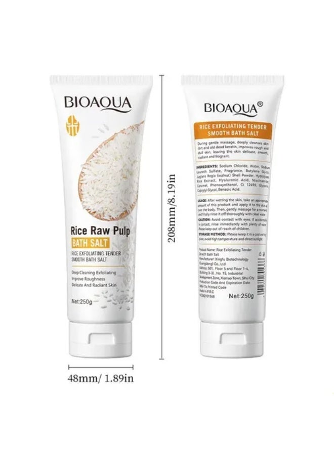 BIOAQUA 250g Rice Exfoliating Tender Smooth Bath Salt With Rice Raw Pulp Extract For Body Wash Improving Roughness Rice Pure Extract Exfoliating And Moisturizing Body Lotion Bath Salt - Image 4
