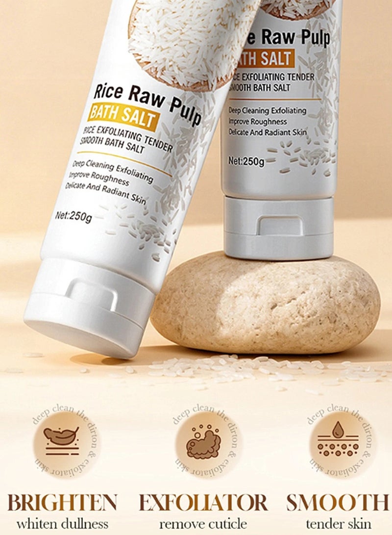 BIOAQUA 250g Rice Exfoliating Tender Smooth Bath Salt With Rice Raw Pulp Extract For Body Wash Improving Roughness Rice Pure Extract Exfoliating And Moisturizing Body Lotion Bath Salt - Image 2