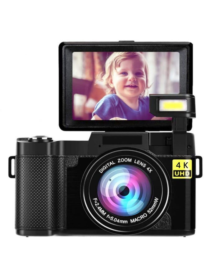 Generic E-commerce Digital Camera Video Camera 48 Million Full HD 4K With Flip HD Screen R2S-Body Color:Black Standard Chinese Version -4K Battery  - Image 1