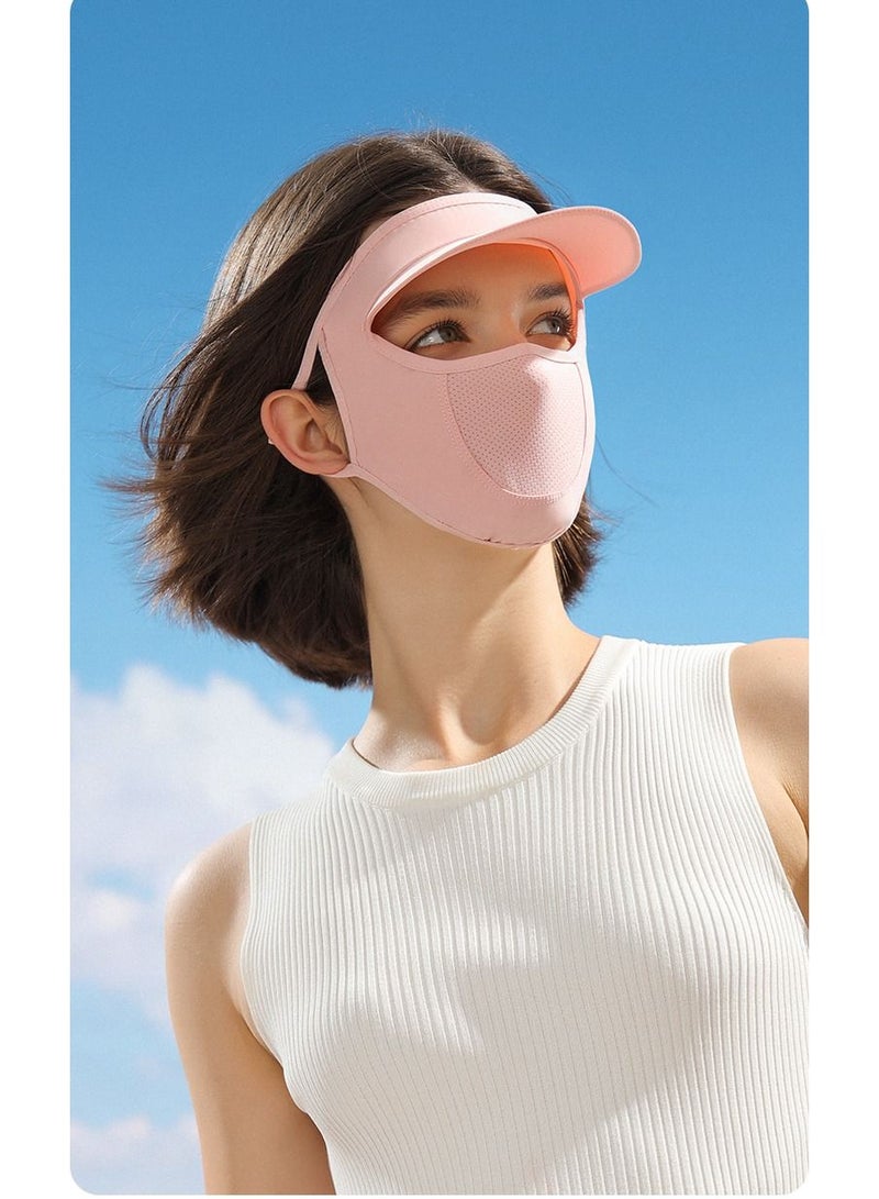 Loquat Women Ice Silk Breathable Sunscreen And UV Protection Mask Pink
